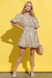 Adalynn Floral Surplice Puff Sleeve Dress