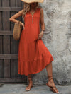 Dani Decorative Button Notched Sleeveless Dress