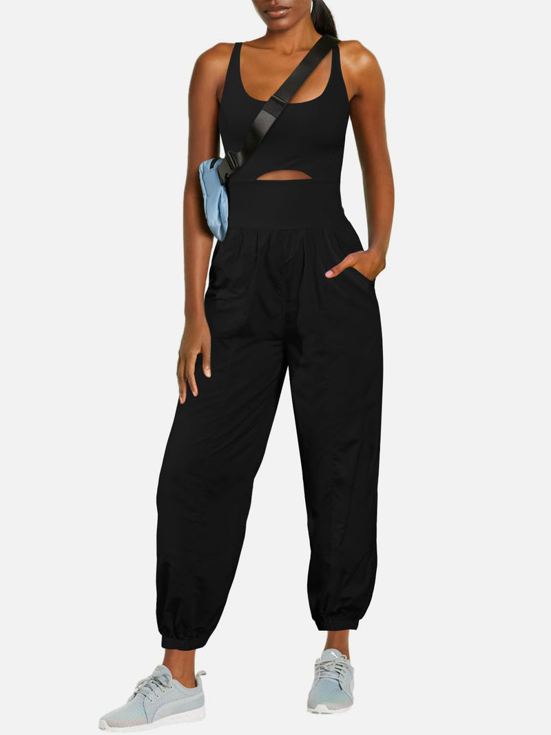 Amari Cutout Scoop Neck Wide Strap Jumpsuit