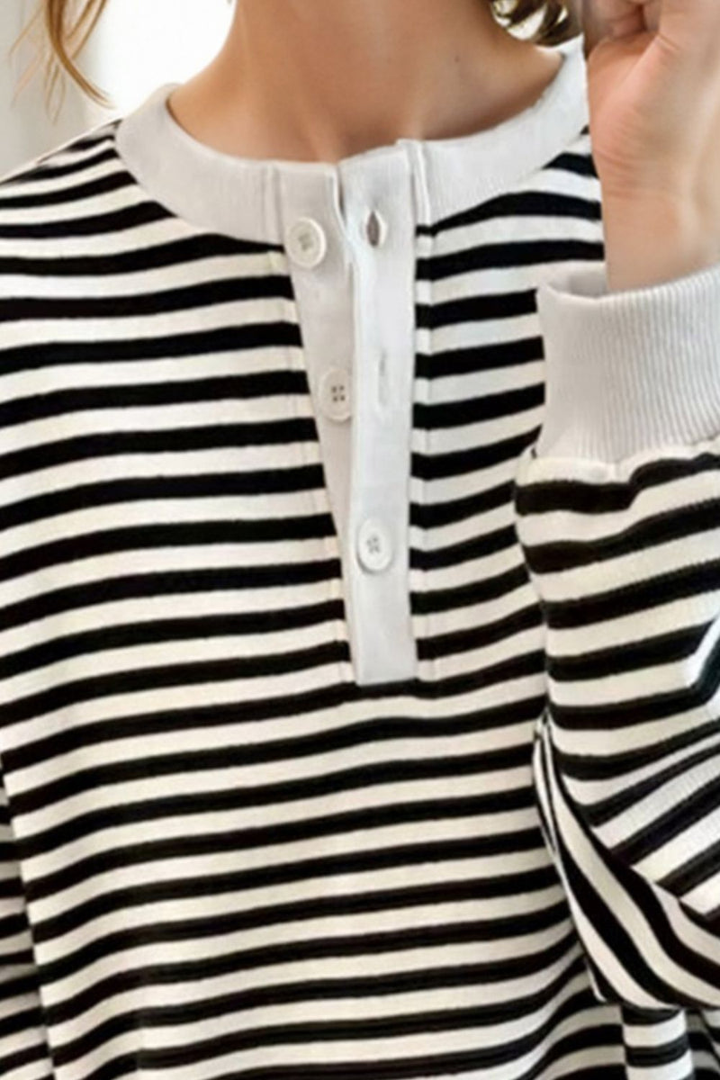 Freya Striped Dropped Shoulder Long Sleeve Sweatshirt