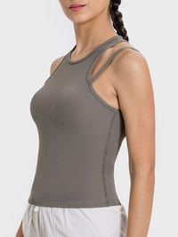 Kamilah Cutout Round Neck Racerback Active Tank