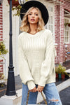 Reagan Ribbed Drop Shoulder Lantern Sleeve Sweater