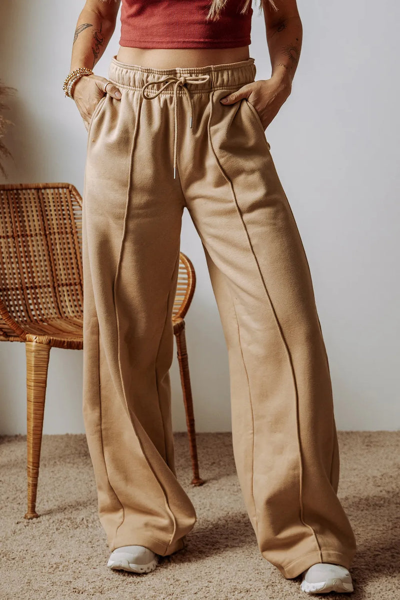 Antonella Drawstring Wide Leg Pants with Pockets