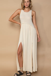 Lilianna Sleeveless Back Zipper Front Slit Maxi Dress