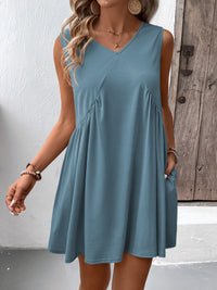 Jordyn Ruched V-Neck Sleeveless Mini Dress