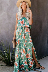 Karsyn Slit Tropical Sleeveless Tube Dress