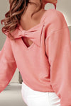 Maeve Bow Round Neck Long Sleeve Sweatshirt