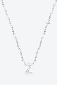 Angelina V To Z Zircon 925 Sterling Silver Necklace