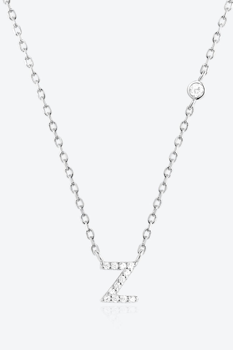 Angelina V To Z Zircon 925 Sterling Silver Necklace