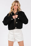 Abigail Button Down Cropped Denim Jacket with Patch Pockets