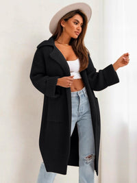 Arya Pocketed Collared Neck Dropped Shoulder Cardigan