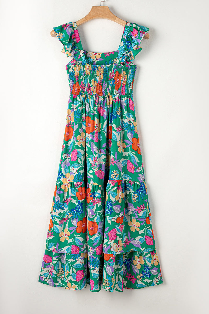 Kimber Tiered Ruffled Printed Sleeveless Dress