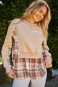 Lyla Double Layered Plaid Contrast Sweatshirt