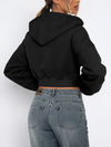 Raven Zip Up Long Sleeve Hooded Cropped Jacket