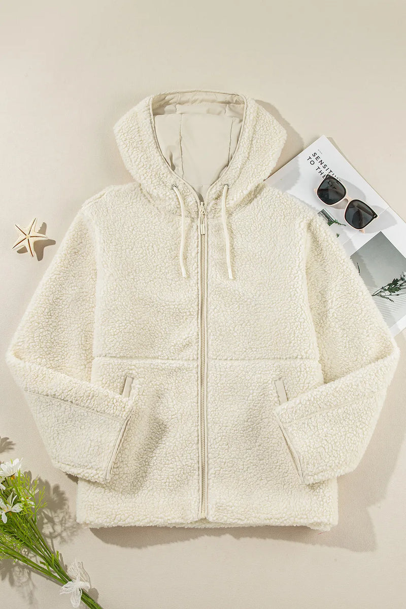 Leilany Drawstring Zip Up Long Sleeve Hooded Jacket