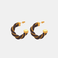 Chana Twisted Leather Rope C-Hoop Earrings