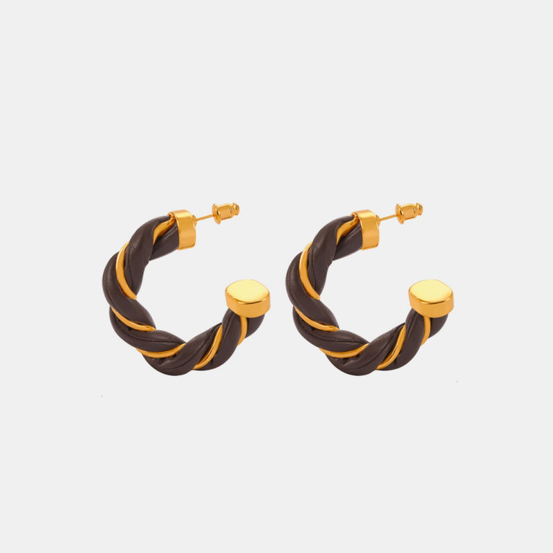 Chana Twisted Leather Rope C-Hoop Earrings