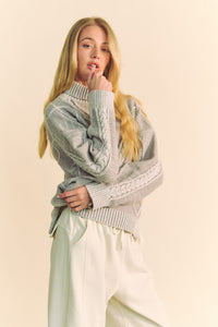 Grace Cable-Knit Turtleneck Dropped Shoulder Sweater