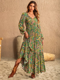 Peyton Printed Tie Neck Long Sleeve Dress