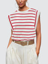 Melissa Striped Round Neck Cap Sleeve T-Shirt