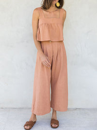 Harlee Square Neck Wide Strap Top and Pants Set