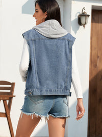 Tessa Pocketed Button Up Hooded Denim Jacket