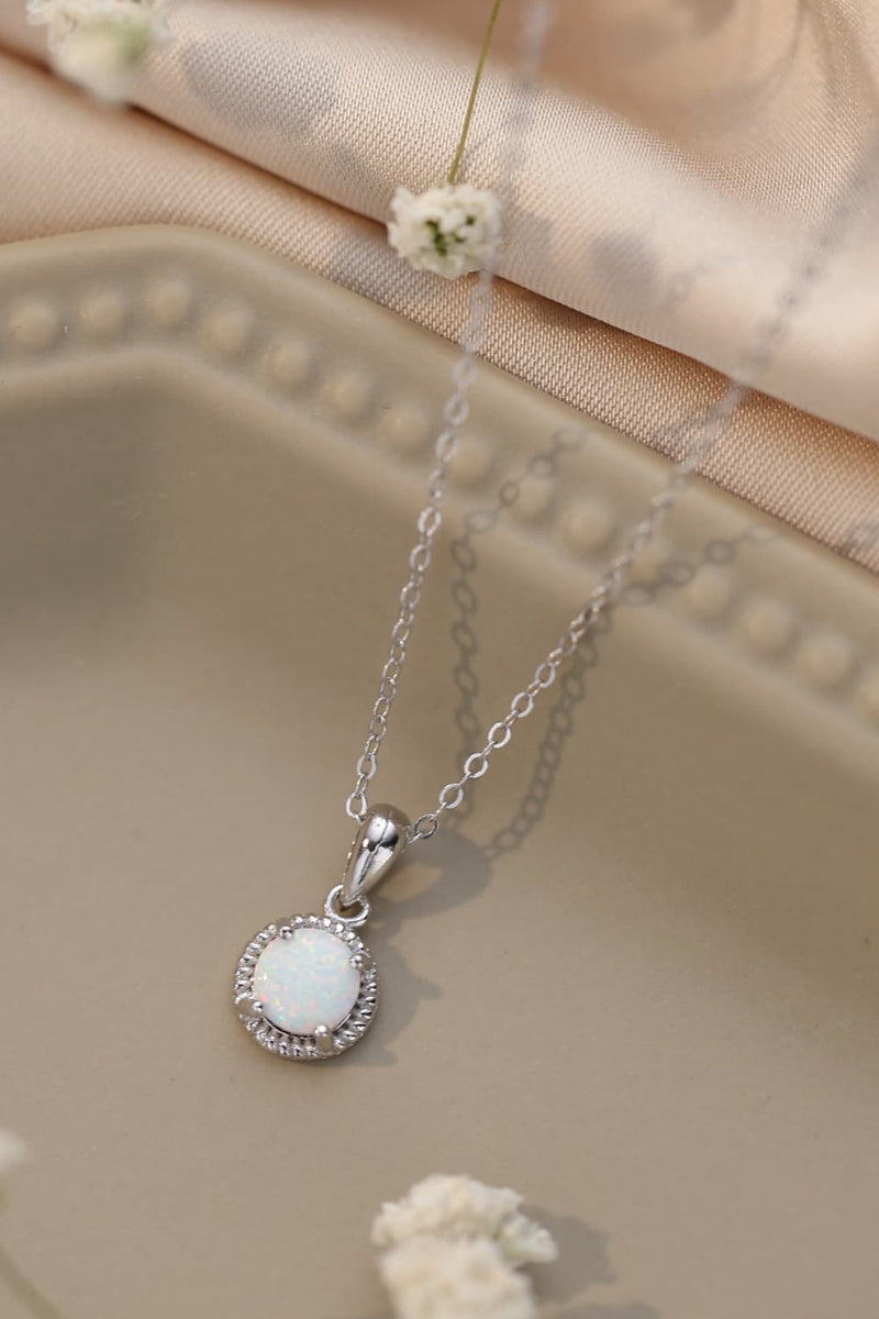 Alexis Opal Round Pendant Chain Necklace