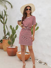 Raven Cutout Striped Round Neck Short Sleeve Dress