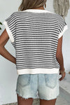 Luisa Striped Round Neck Sweater Vest