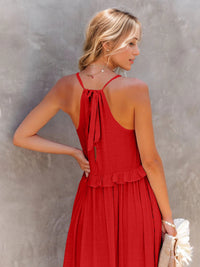 Zahra Ruffled Sleeveless Tiered Maxi Dress with Pockets