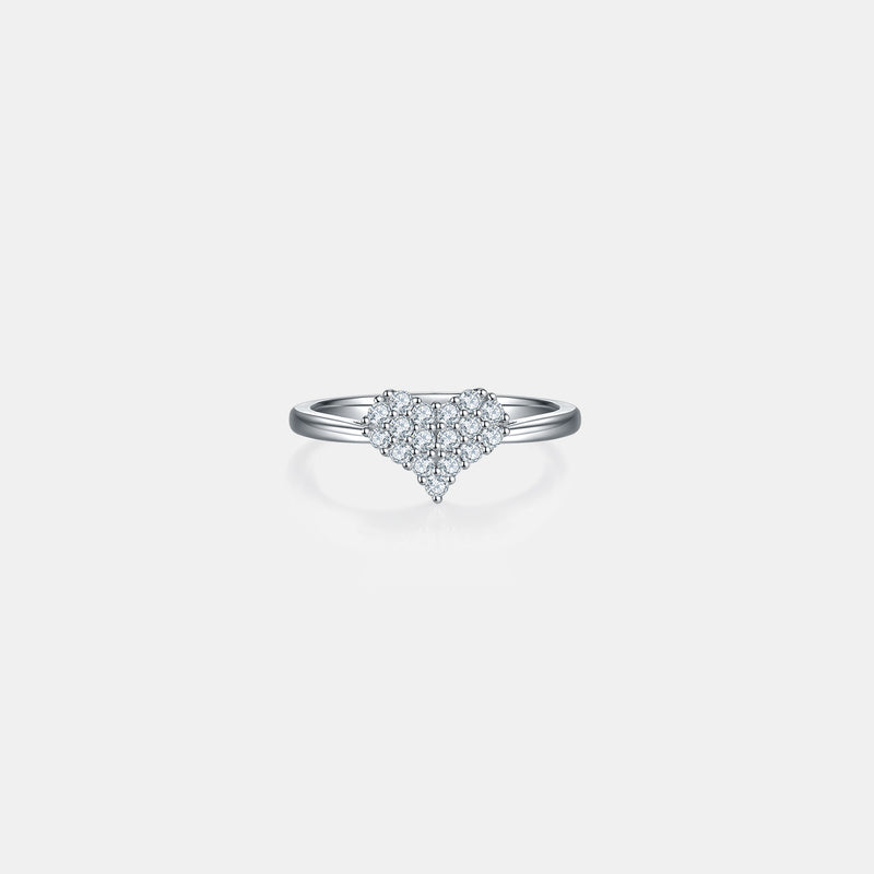 Fatima Moissanite 925 Sterling Silver Heart Ring