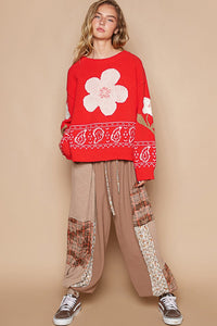 Jianna Flower Lace Patch Long Sleeve Sweater