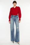 Zainab Distressed High Waist Bootcut Jeans