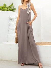 Veronica V-Neck Maxi Cami Dress with Pockets