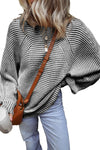 Remington Textured Striped Round Neck Long Sleeve Top