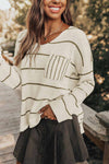 Ada Striped V-Neck Drop Shoulder Sweater