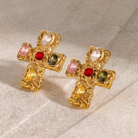 Oaklyn 18K Gold-Plated Zircon Cross Earrings