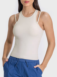 Kamilah Cutout Round Neck Racerback Active Tank