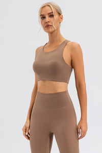 Thalia Round Neck Cutout Cropped Active Tank