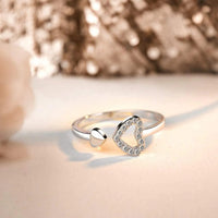 Khaleesi 925 Sterling Silver Inlaid Zircon Heart Open Ring