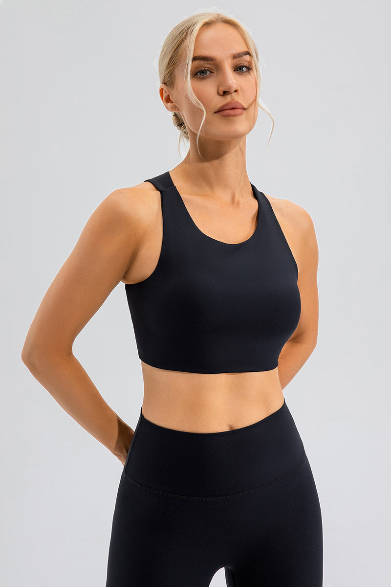 Thalia Round Neck Cutout Cropped Active Tank