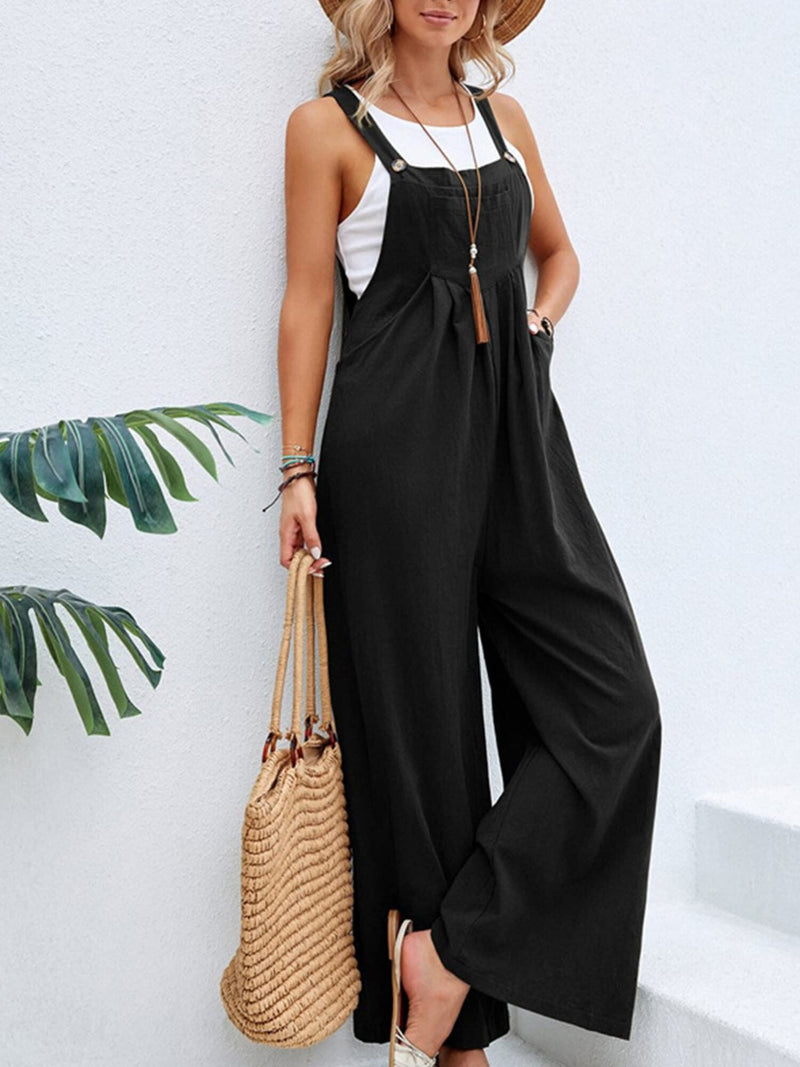 Sadie Square Neck Wide Strap Overalls