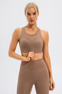 Thalia Round Neck Cutout Cropped Active Tank