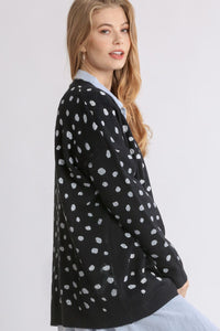 Gemma Polka Dot Open Front Drop Shoulder Cardigan