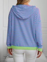 Lena Striped Long Sleeve Hooded Knit Top