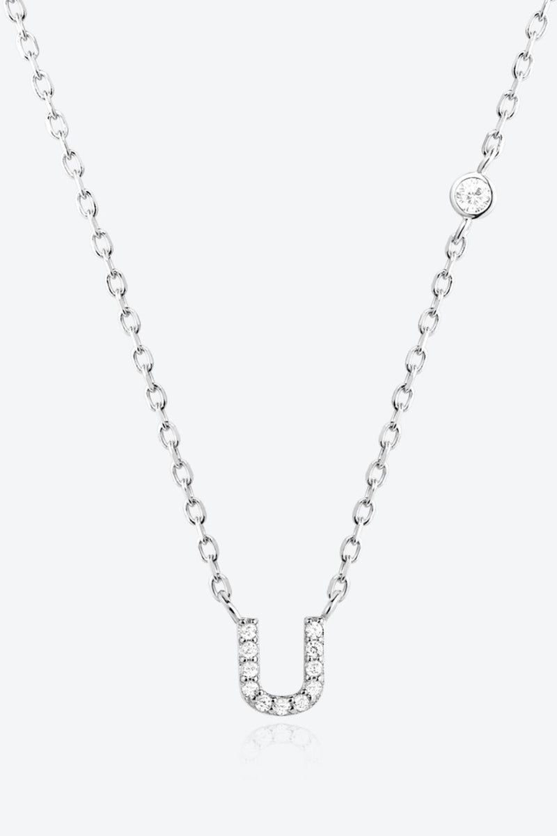 Angelina Q To U Zircon 925 Sterling Silver Necklace