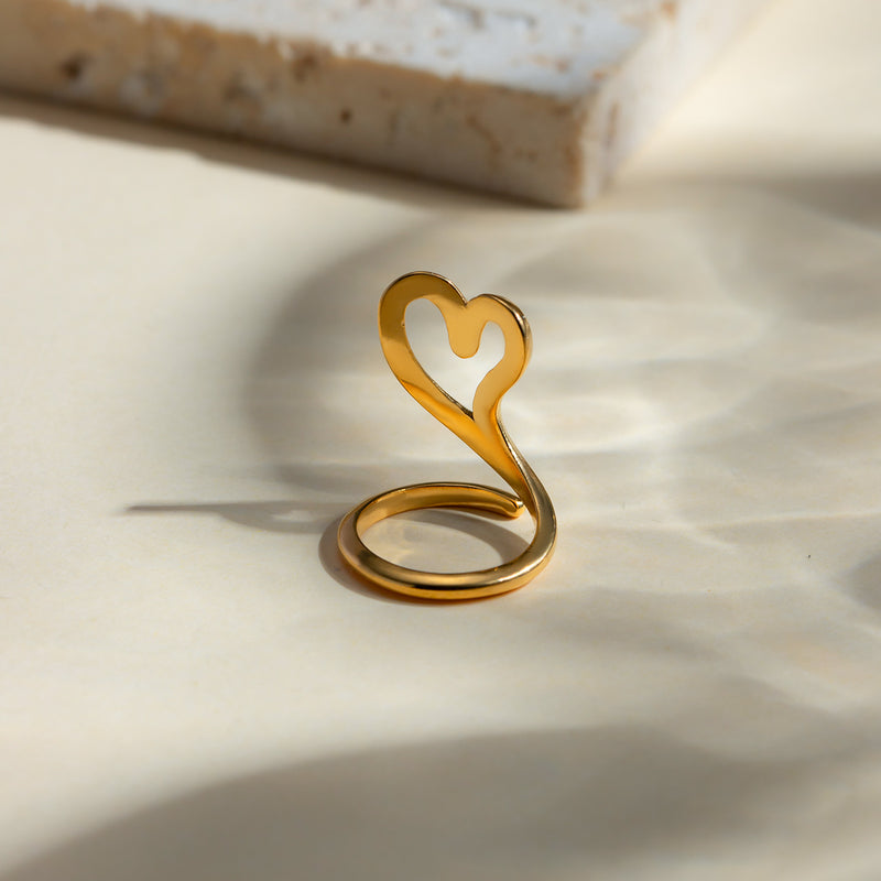 Promise Stainless Steel Cutout Heart Bypass Ring