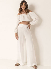 Kamiyah Off Shoulder Long Sleeve Top and Pants Set