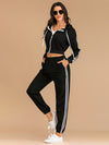 Addilyn Drawstring Side Stripe Zip Up Hooded Top and Pants Set