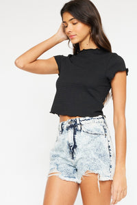 Kenia Distressed High Waist Denim Shorts